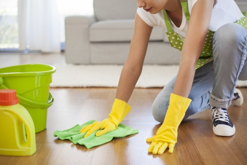 Cleaning specialist working on a carpet with care and precision